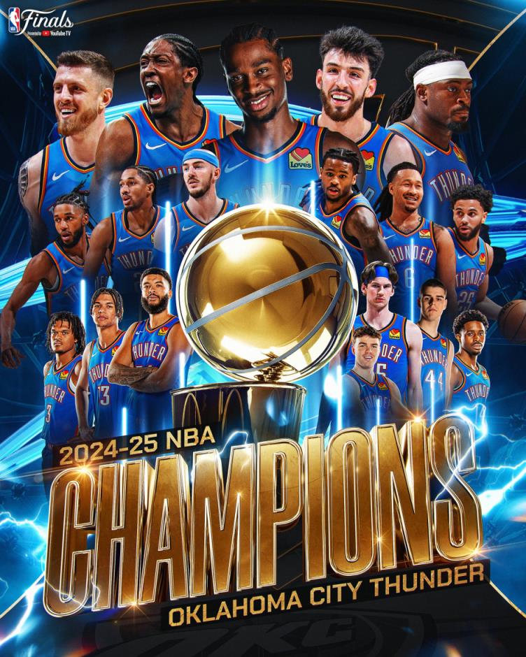 NBA总决赛雷霆夺冠 雷霆本赛季获240万奢侈税1150万分红